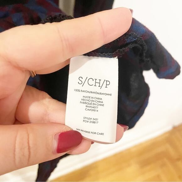 Cabi Moody Blue Long Sleeve Button-Down Plaid Peplum Shirt Size S - Picture 3 of 6